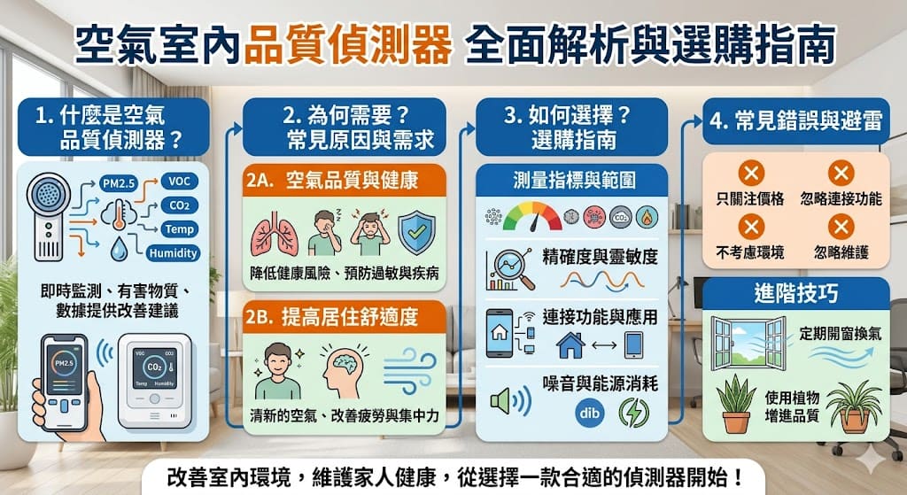 空氣室內品質偵測器是一種用來測量室內空氣品質的設備，能即時監測有害物質、PM2.5、VOC（揮發性有機化合物）、溫濕度等指標。透過這些設備，使用者可以有效掌握居住或工作空間的空氣品質，及時採取改善措施。本文將介紹空氣室內品質偵測器的功能、如何選擇合適的設備、使用建議，並解析如何利用數據提升室內空氣品質，從而保障健康。
