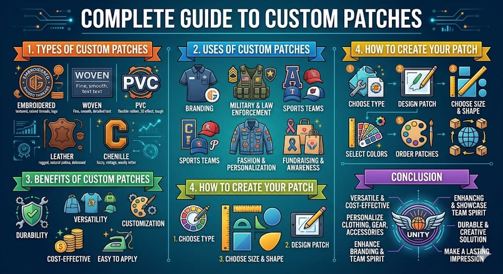 Custom patches are a versatile and cost-effective way to personalize clothing, gear, and accessories. Whether for branding, fashion, or team spirit, custom patches offer a unique opportunity to showcase your identity. With options such as embroidered, woven, and PVC patches, you can create high-quality designs that fit your needs. From military uniforms to fashion statements, custom patches can be used in a wide range of industries. This guide explores the different types of custom patches, their uses, and the benefits they bring to any application.