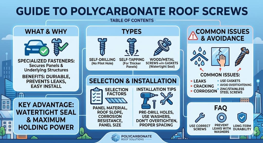 Polycarbonate roof screws are specialized fasteners designed for securely attaching polycarbonate roofing panels. These screws provide a reliable solution for ensuring long-term durability and preventing leaks. With their corrosion-resistant properties and precise sealing features, polycarbonate roof screws offer an effective solution for both residential and commercial roofing projects. In this article, we explore the different types, benefits, and installation tips to help you choose the right polycarbonate roof screws for your roofing needs.